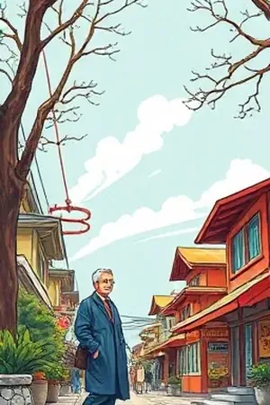 布卡漫画主推作品封面：雾色港口中提着旧终端前行的拾荒者